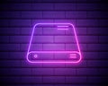 hard disk neon icon. Simple thin line  outline vector of web  minimalistic icons for UI and UX  website or mobile application Royalty Free Stock Photo