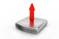 Hard disk and red arrow symbol of upload the file to server Royalty Free Stock Photo