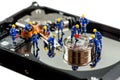 Hard disk repair concept. Macro photo