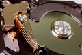 Hard disk repair in disassembled broken hard disk computer industry Royalty Free Stock Photo