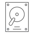 Hard disk thin line icon, electronic and device