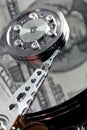 Hard disk with us dollar Royalty Free Stock Photo