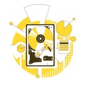 Hard drive disk thin line concept vector illustration