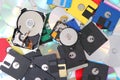 hard drive, floppy disc, and cd-rom Royalty Free Stock Photo