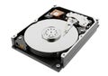 Hard drive with its top cover removed exposing internal components and platter Royalty Free Stock Photo