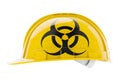 Hard hat with biohazard flag, 3D rendering