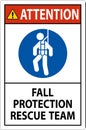 Hard Hat Decals, Attention Fall Protection Rescue Team