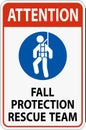 Hard Hat Decals, Attention Fall Protection Rescue Team