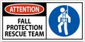 Hard Hat Decals, Attention Fall Protection Rescue Team