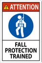 Hard Hat Decals, Attention Fall Protection Trained