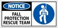 Hard Hat Decals, Notice Fall Protection Rescue Team