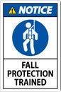 Hard Hat Decals, Notice Fall Protection Trained