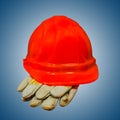 Hard hat and gloves Royalty Free Stock Photo