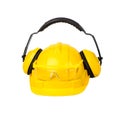 Hard hat, goggles and ear muffs isolated Royalty Free Stock Photo
