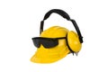 Hard hat, goggles and ear muffs Royalty Free Stock Photo