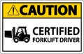 Hard Hat Labels, Caution Certified Forklift Driver Royalty Free Stock Photo