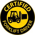 Hard Hat Labels, Caution Certified Forklift Driver Royalty Free Stock Photo