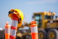 Hard Hat on Road highway construction pylon Royalty Free Stock Photo