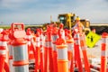 Hard Hat on Road highway construction pylon Royalty Free Stock Photo