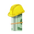 Hard hat on roll of money