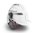 Hard hat safety halmet with earmuffs isolated on white background 3d