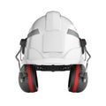 Hard hat safety halmet with earmuffs isolated on white background 3d without shadow