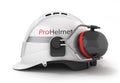 Hard hat safety halmet with earmuffs isolated on white background 3d side view Royalty Free Stock Photo