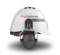 Hard hat safety halmet with earmuffs isolated on white background 3d side view