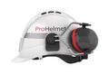 Hard hat safety halmet with earmuffs isolated on white background 3d side view without shadow