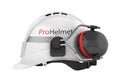 Hard hat safety halmet with earmuffs isolated on white background 3d side view without shadow Royalty Free Stock Photo