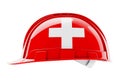 Hard hat with Swiss flag, 3D rendering