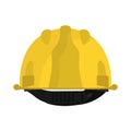 Hard hat yellow back view vector icon. Construction helmet engineer equipment. Safety worker builder plastic cap