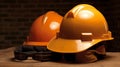 Hard hats and safety, Construction worker gear Royalty Free Stock Photo