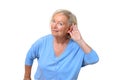 Hard of hearing attractive elderly woman