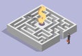 Hard path to financial success vector illustration with labyrinth Royalty Free Stock Photo