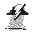 Hard Rain Icon Illustration Suitable For Greeting Card, Poster Or T-shirt Printing