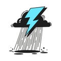 Hard Rain Icon Illustration Suitable For Greeting Card, Poster Or T-shirt Printing