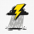 Hard Rain Icon Illustration Suitable For Greeting Card, Poster Or T-shirt Printing