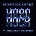 Hard rock alphabet font. Metal effect letters, numbers and symbols.