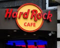 Hard Rock Cafe piccadilly Circus brand sign in closeup