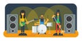 Hard Rock funny band flat vector illustration Royalty Free Stock Photo