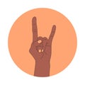 Hard rock horns sign. Hand showing rock gesture