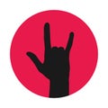 Hard rock horns sign. Silhouette of Hand showing rock gesture