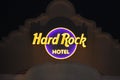 Hard Rock Hotel sign at night in Universal Studios area. Royalty Free Stock Photo