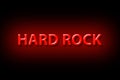 Hard Rock. Neon sign. Isolated on a black background. Direction in music. Musical style. Design