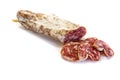 Hard salami isolated on white background