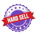 HARD SELL text on red violet ribbon stamp Royalty Free Stock Photo