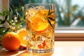 Hard seltzer with orange flavor in a glass