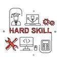 Hard Skill flat outline design illustration free for commercial use
