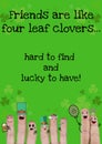 Hard to find and lucky to have text with fingers with st patrick\'s day decorations